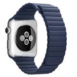 Curea iUni compatibila cu Apple Watch 1/2/3/4/5/6, 38mm, Leather Loop, Piele, Midnight Blue fotografia produsului