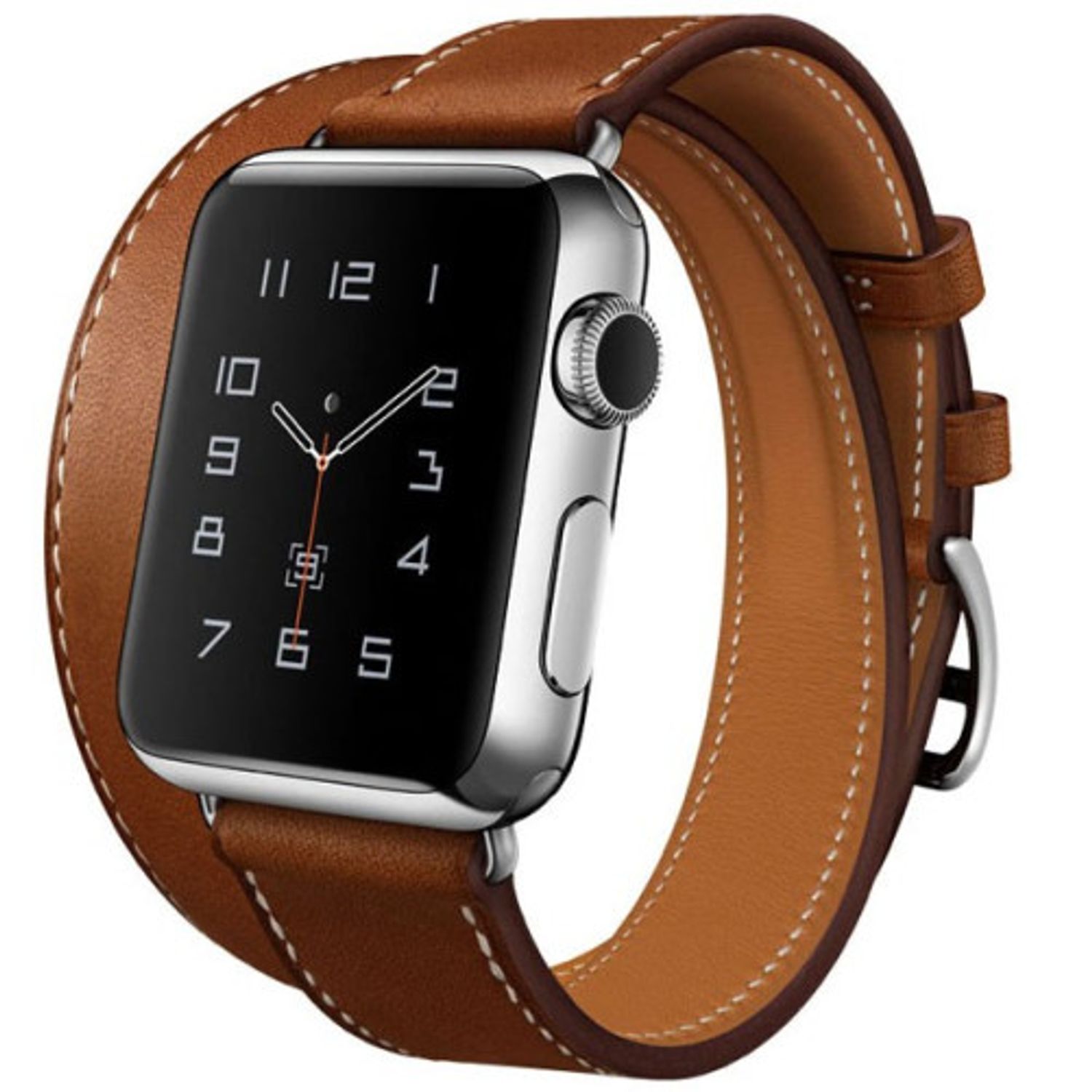 Curea iUni compatibila cu Apple Watch 1/2/3/4/5/6, 42mm, Double Tour, Piele, Maro fotografia produsului