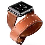Curea iUni compatibila cu Apple Watch 1/2/3/4/5/6, 42mm, Double Tour, Piele, Maro fotografia produsului View 2 S
