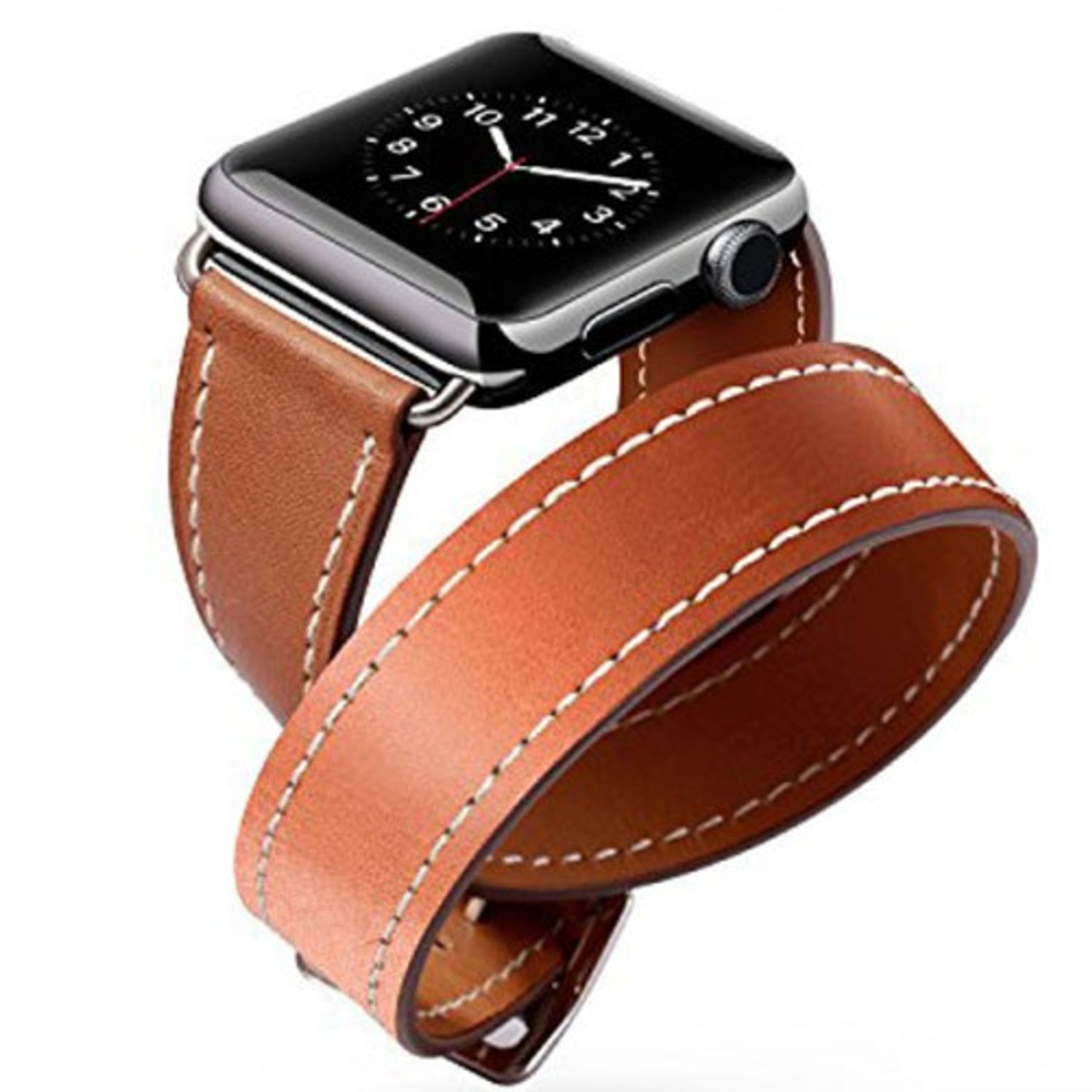 Curea iUni compatibila cu Apple Watch 1/2/3/4/5/6, 42mm, Double Tour, Piele, Maro fotografia produsului View 2 L