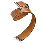 Curea iUni compatibila cu Apple Watch 1/2/3/4/5/6, 42mm, Double Tour, Piele, Maro fotografia produsului View 4 S