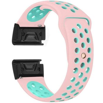 Iuni - curea ceas smartwatch garmin fenix 3 / fenix 5x, 26 mm silicon sport roz-albastru