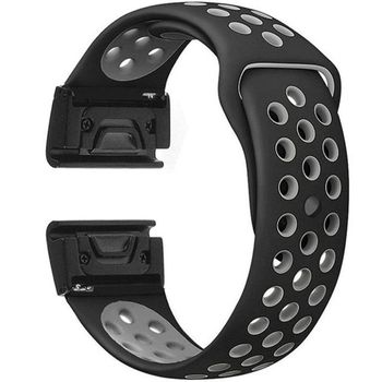 iUni - Curea ceas Smartwatch Garmin Fenix 3 / Fenix 5X, 26 mm Silicon Sport Negru-Gri
