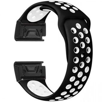 iUni - Curea ceas Smartwatch Garmin Fenix 3 / Fenix 5X, 26 mm Silicon Sport Negru-Alb