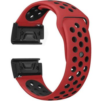 Iuni - curea ceas smartwatch garmin fenix 3 / fenix 5x, 26 mm silicon sport rosu-negru