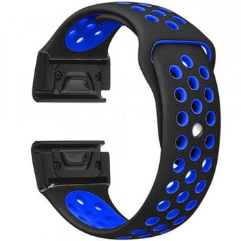 iUni - Curea ceas Smartwatch Garmin Fenix 3 / Fenix 5X, 26 mm Silicon Sport Negru-Albastru