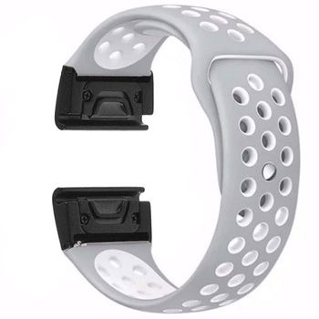 iUni - Curea ceas Smartwatch Garmin Fenix 3 / Fenix 5X, 26 mm Silicon Sport Gri-Alb