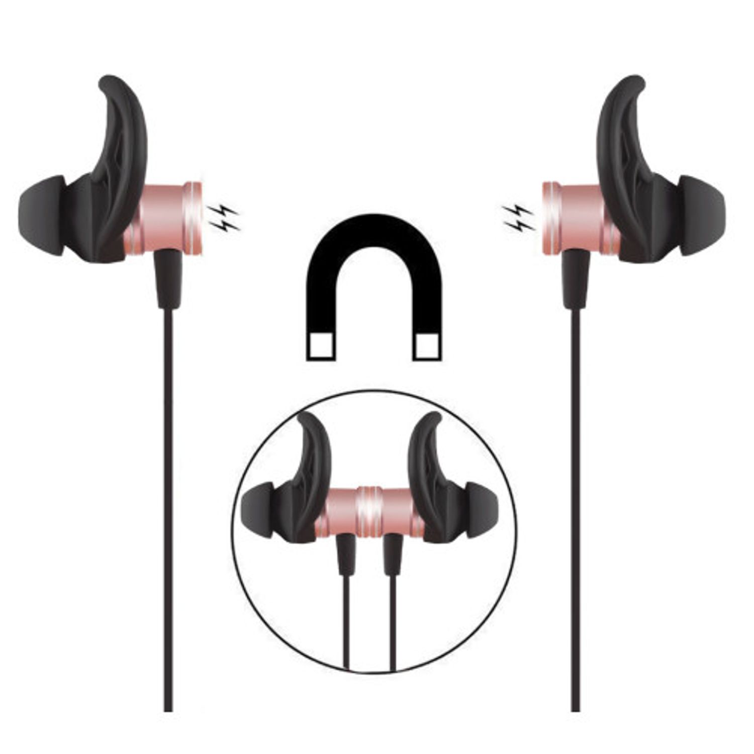 Casti Bluetooth iUni CB07 Cu Magnet, Rose Gold fotografia produsului View 3 L