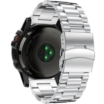 iUni - Curea ceas Smartwatch Garmin Fenix 3 / Fenix 5X, 26 mm Otel inoxidabil Silver