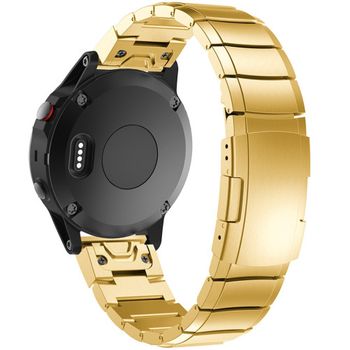 iUni - Curea ceas Smartwatch Garmin Fenix 3 / Fenix 5X, 26 mm Otel inoxidabil Gold Link Bracelet