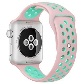 Curea iuni compatibila cu apple watch 1/2/3/4/5/6, 42mm, silicon sport, pink/blue