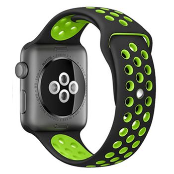 Curea iuni compatibila cu apple watch 1/2/3/4/5/6, 42mm, silicon sport, black/green