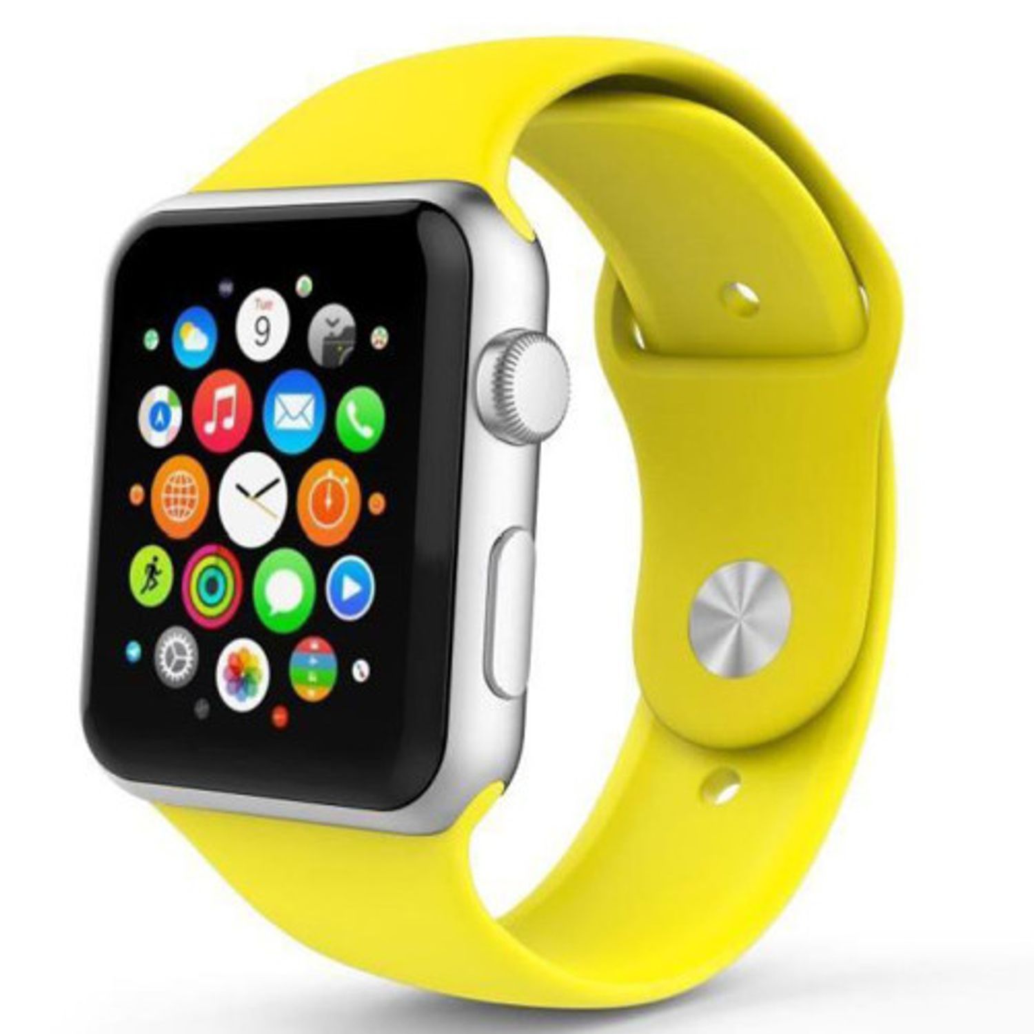Curea iUni compatibila cu Apple Watch 1/2/3/4/5/6, 42mm, Silicon, Yellow fotografia produsului View 3 L