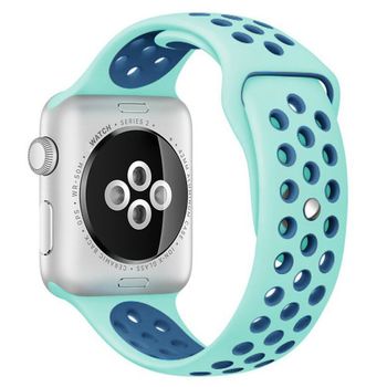 Curea iUni compatibila cu Apple Watch 1/2/3/4/5/6, 42mm, Silicon Sport, Turquoise/Blue elefant.ro
