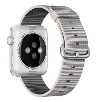 Curea iuni compatibila cu apple watch 1/2/3/4/5/6, 38mm, nylon, woven strap, white/gray