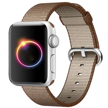 Curea iuni compatibila cu apple watch 1/2/3/4/5/6, 38mm, nylon, woven strap, brown