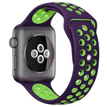 Curea iuni compatibila cu apple watch 1/2/3/4/5/6, 42mm, silicon sport, purple/green