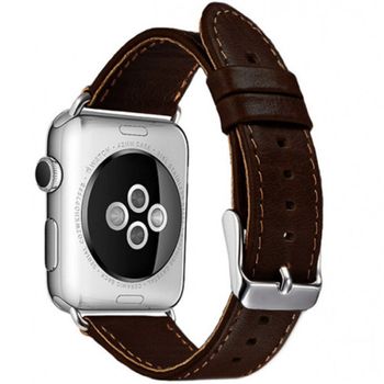 Curea iuni compatibila cu apple watch 1/2/3/4/5/6, 38mm, vintage, piele, dark coffee