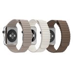 Set 2+1 Gratis, Curele Apple Watch iUni 42 mm Leather Loop Brown, Kaki, White fotografia produsului