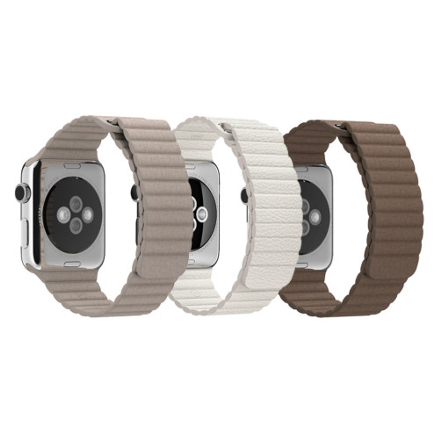 Set 2+1 Gratis, Curele Apple Watch iUni 42 mm Leather Loop Brown, Kaki, White fotografia produsului