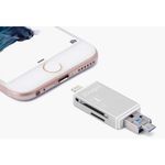 Card Reader iUni Lightning + MicroUSB OTG, Memorie Externa pentru dispozitive iOS si Android, Silver fotografia produsului View 3 S