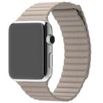 Curea iUni compatibila cu Apple Watch 1/2/3/4/5/6, 38mm, Leather Loop, Piele, Kaki fotografia produsului View 2 S