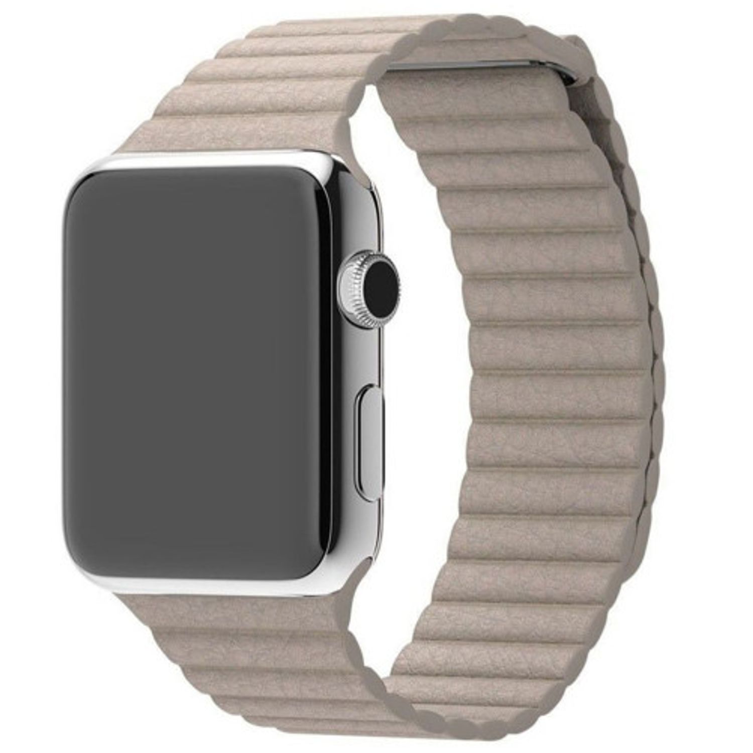 Curea iUni compatibila cu Apple Watch 1/2/3/4/5/6, 38mm, Leather Loop, Piele, Kaki fotografia produsului View 2 L
