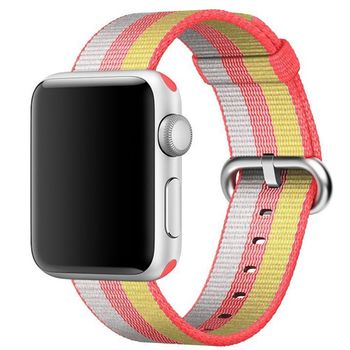 Curea iuni compatibila cu apple watch 1/2/3/4/5/6, 42mm, nylon, woven strap, rainbow