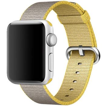 Curea iuni compatibila cu apple watch 1/2/3/4/5/6, 42mm, nylon, woven strap, yellow/gray