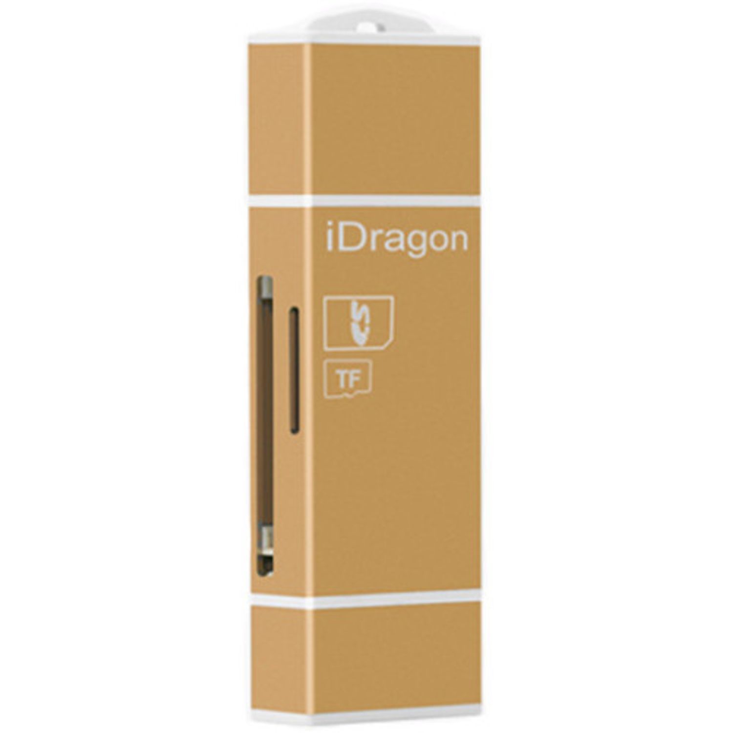 Card Reader iUni Lightning + MicroUSB OTG, Memorie Externa pentru dispozitive iOS si Android, Gold fotografia produsului