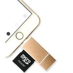 Card Reader iUni Lightning + MicroUSB OTG, Memorie Externa pentru dispozitive iOS si Android, Gold fotografia produsului View 2 S