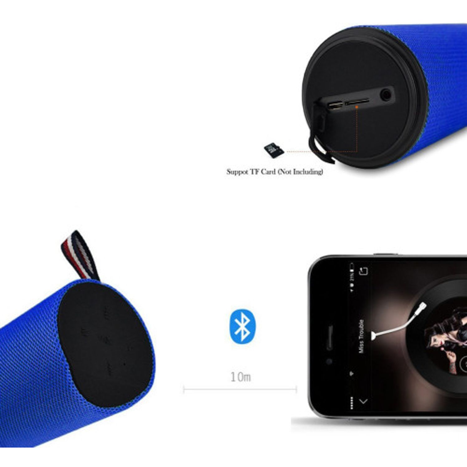 Boxa Portabila Bluetooth iUni DF10, Slot Card, Albastru fotografia produsului View 2 L