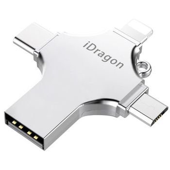Stick usb-c 128gb iuni idragon 4 in 1 lightning, microusb, type-c, usb, smartphone ios si android
