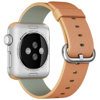 Curea iuni compatibila cu apple watch 1/2/3/4/5/6, 42mm, nylon, woven strap, gold/red
