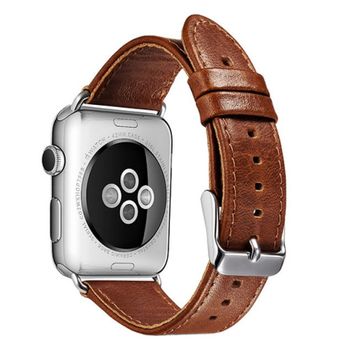 Curea iuni compatibila cu apple watch 1/2/3/4/5/6, 44mm, vintage, piele, brown