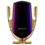 Suport auto cu incarcator wireless iUni R1, micro USB, functie Fast Charge, Gold fotografia produsului