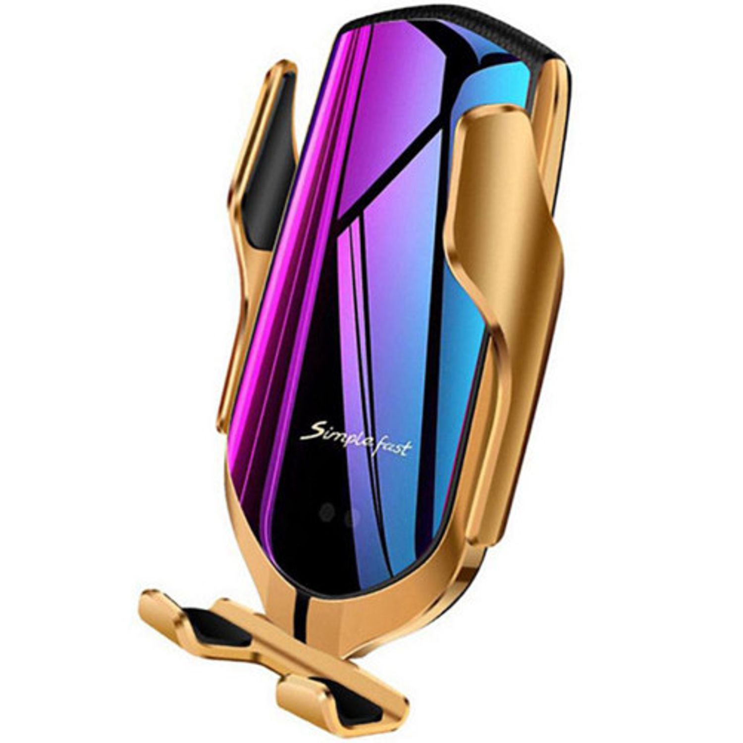 Suport auto cu incarcator wireless iUni R2, Smart Sensor, USB C, functie Fast Charge, Gold fotografia produsului