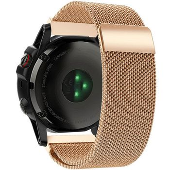 Curea iuni compatibila cu garmin fenix 5x, 26 mm, milanese loop belt, rose gold