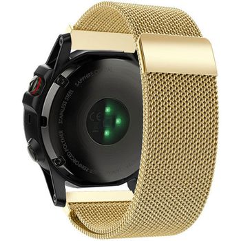 Curea iuni compatibila cu garmin fenix 5x, 26 mm, milanese loop belt, gold