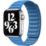 Curea iUni compatibila cu Apple Watch 1/2/3/4/5/6, 44mm, Leather Link, Blue fotografia produsului