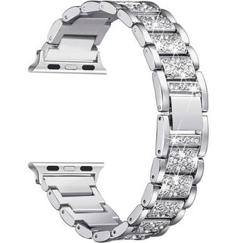 Curea iUni compatibila cu Apple Watch 1/2/3/4/5/6, 44mm, Luxury Belt, Silver elefant.ro