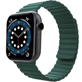 Curea iUni compatibila cu Apple Watch 1/2/3/4/5/6, 40mm, Silicon Magnetic, Green elefant.ro