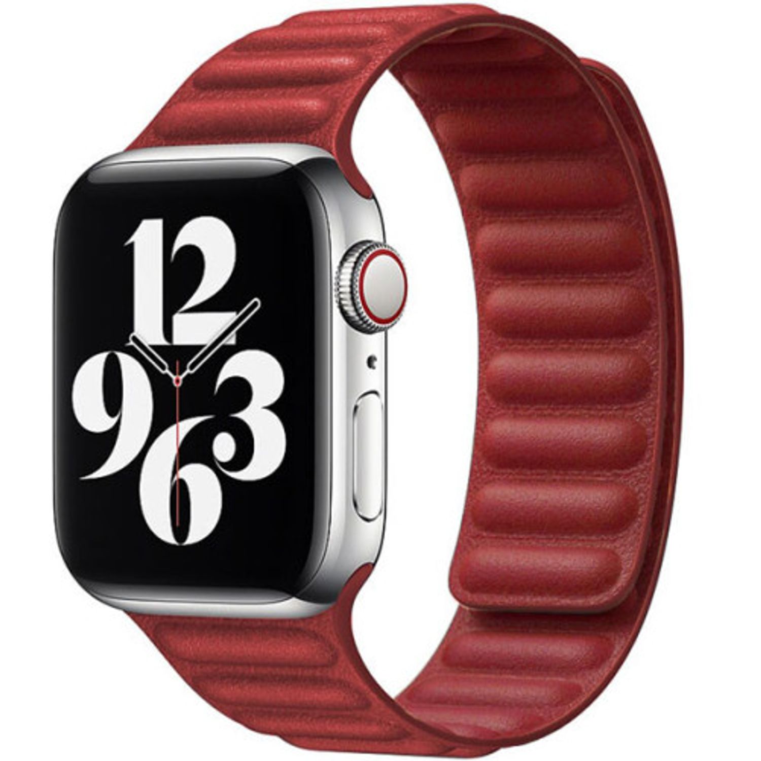 Curea iUni compatibila cu Apple Watch 1/2/3/4/5/6, 44mm, Leather Link, Red fotografia produsului