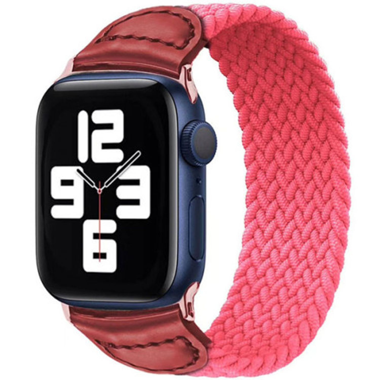 Curea iUni compatibila cu Apple Watch 1/2/3/4/5/6, 40mm, Braided Solo Loop, Pink fotografia produsului