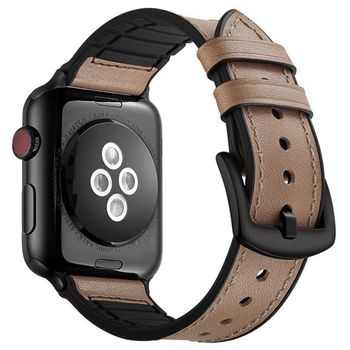 Curea iUni compatibila cu Apple Watch 1/2/3/4/5/6, 38mm, Leather Strap, Cream