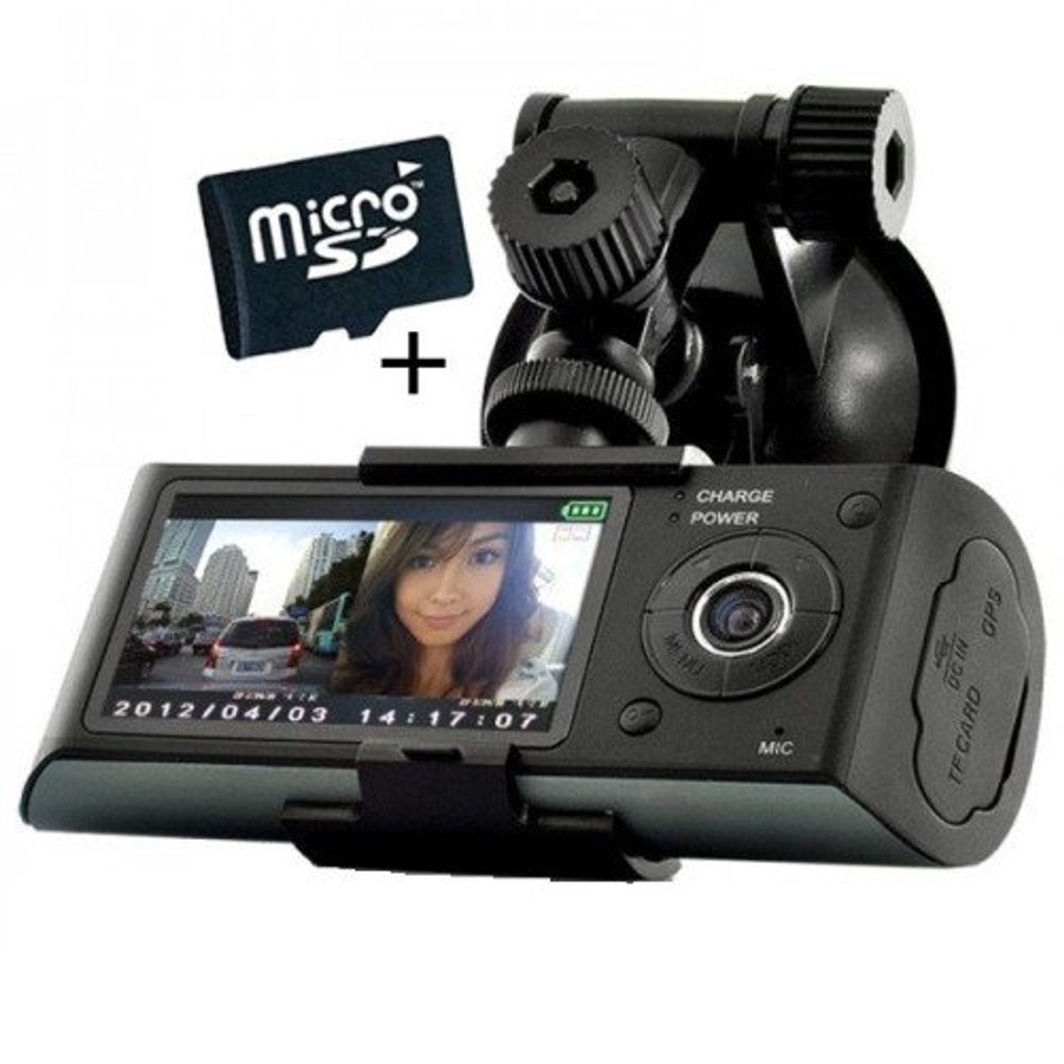Camera Auto Dubla Cu GPS iUni Dash X3000 Plus, display 2.7 inch + Card 16GB Cadou fotografia produsului