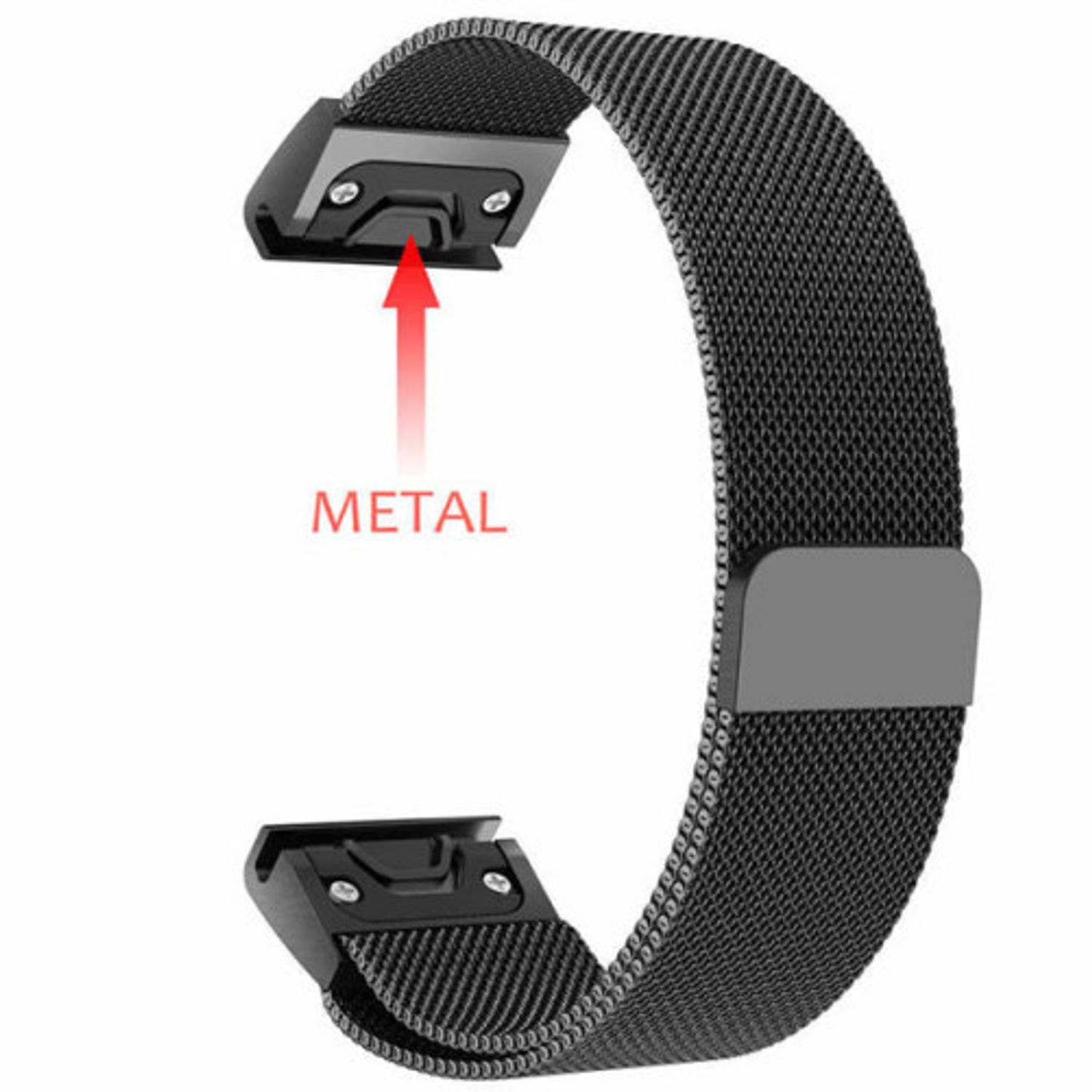 Curea iUni compatibila cu Garmin Fenix 5, 22 mm, Milanese Loop Strap Black fotografia produsului View 4 L