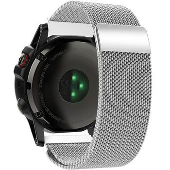 Curea iuni compatibila cu garmin fenix 5x, 26 mm, milanese loop belt, silver