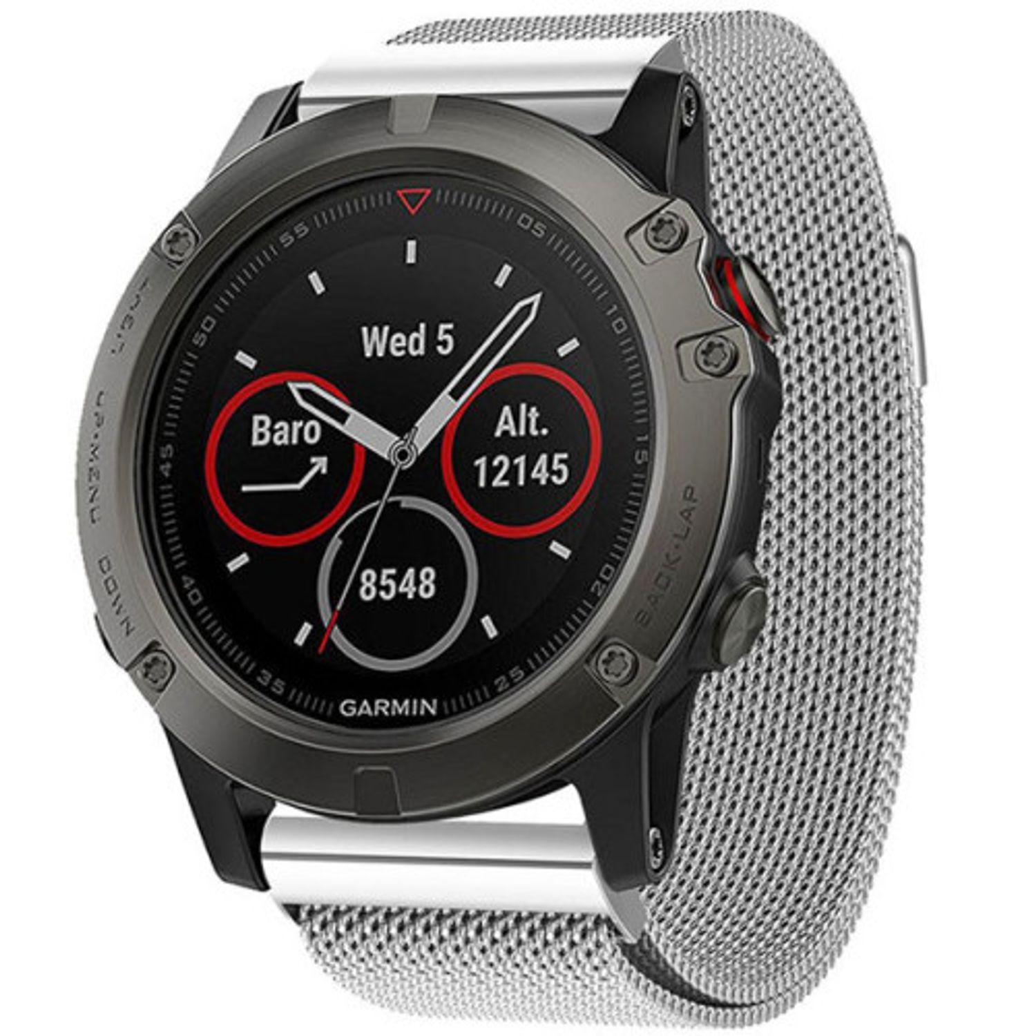 Curea iUni compatibila cu Garmin Fenix 5X, 26 mm, Milanese Loop Belt, Silver fotografia produsului View 2 L