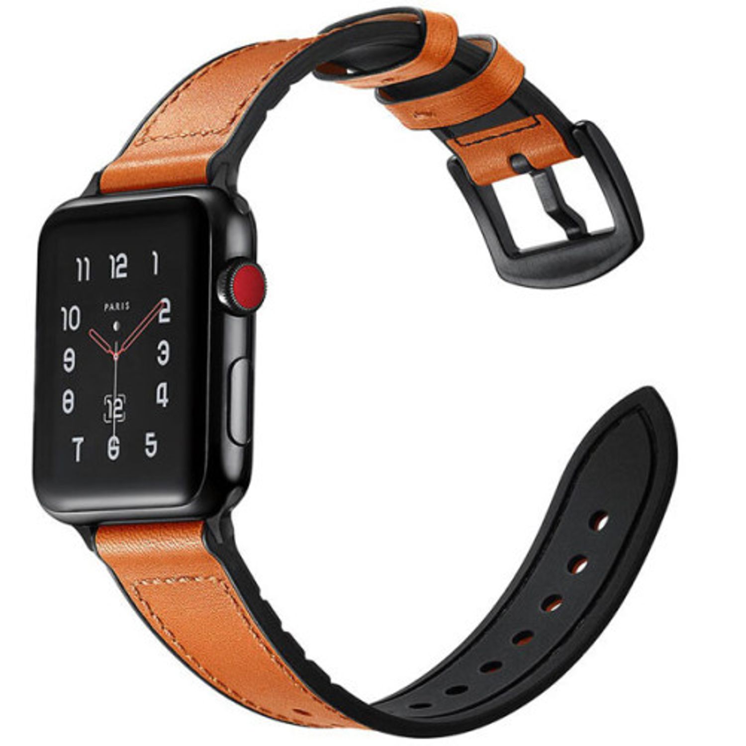 Curea iUni compatibila cu Apple Watch 1/2/3/4/5/6, 44mm, Leather Strap, Brown fotografia produsului View 3 L